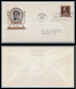 US FDC # 878 10c Jane Addams IOOR 1940, 9p9887 - Picture 1 of 1