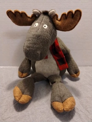 Hallmark Broose The Moose Plush Stuffed Animal 15" w/ Buffalo Plaid Scarf - Image 1 of 4