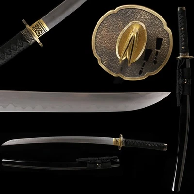 T10 Steel Clay Tempered Wakizashi Japanese Samurai Sword Battle Ready Sharp New - Image 1 of 4