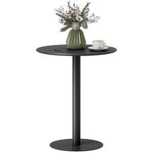 HOMCOM Dining Table, 60 cm Round Kitchen Table for 2 with Steel Base, Black - Picture 1 of 12