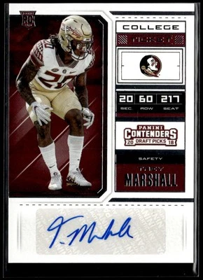 2018 Panini Contenders Draft Picks #252 Trey Marshall AUTO - Image 1 of 2