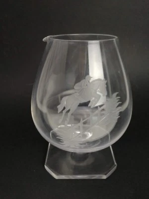 Vase en Cristal Gravé Ancien, Cheval , Cavalier , H .16cm ... - Photo 1/4