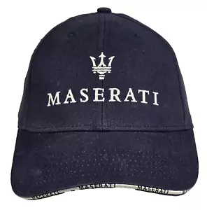 Maserati Sports Race Car Cap With Trident Logo Navy Blue Hat Strapback One Size - Picture 1 of 9