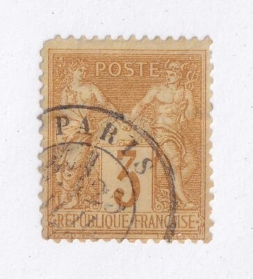 MATT'S STAMPS FRANCE #89 PEACE AND COMMERCE 3-CENTIME 1878 ISSUE, USED CV$42.50 - Image 1 of 3