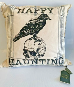 Neu mit Etikett ~ Salem's Gemischtwarenladen HAPPY HAUNTING mit Federn gefülltes Kissen ~ 20 x 20 Zoll - Bild 1 von 5
