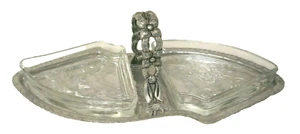 VINTAGE RODNEY KENT HAMMERED ALUMINUM 3 PIECE w/GLASS INSERTS RELISH TRAY - Picture 1 of 2