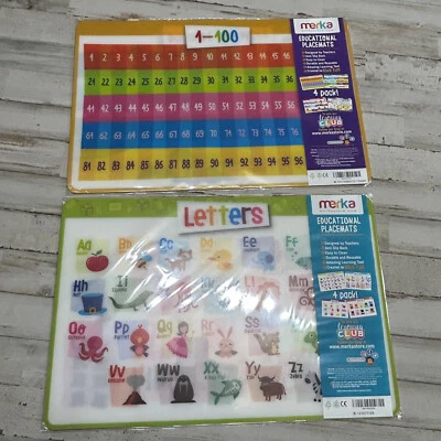 Set Of 8 Merka Educational Learning Placemats Reusable Non-Slip Silicone Daycare