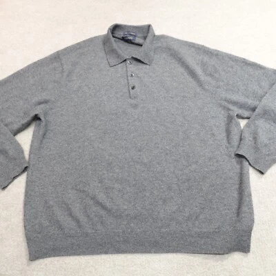 Club Room Mens Sweater 2XL Gray Solid Cashmere Polo - Image 1 of 4