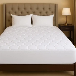 4AS Quilted Mattress Protector Breathable Microfibre Cover - UK Stock All Sizes - Picture 1 of 19