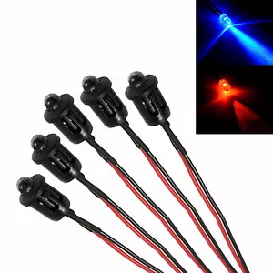 5x Luce LED Alternata Lampeggiante Rosso Blu Pre Cablata 5mm + Porta Lunetta 12V - Foto 1 di 1