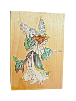 Estampillas Happen, Inc. Estampilla de goma Ángel danzante #80065 Madera 5" x 3,5"  Foto 1 de 4