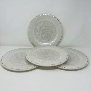 IL Mulino Dinner Plates Set of 4 Rustic Crackle Ivory 10.5”  Melamine Patioware - Picture 1 of 5