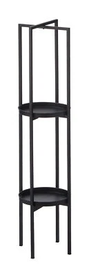 Standregal rund in schwarz - 2 Ablagen / ca. 100 cm - Blumen Pflanzen Regal Bad - Bild 1 von 2