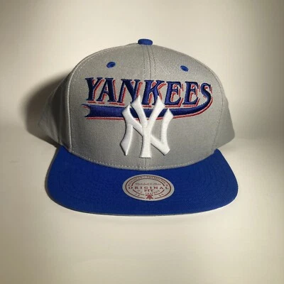 NWT Mitchell & Ness New York Yankees Retro Script Logo Snapback Hat NYY Grey - Image 1 of 4