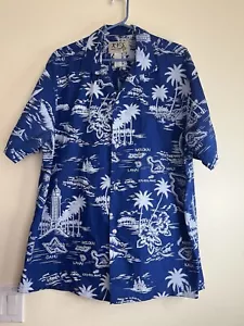 Mens KYS Hawaiian short sleeve shirt XL cotton polyester blue floral/Islands - Picture 1 of 8