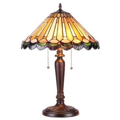 22" Antique Vintage Style Stained Glass Table Lamp - Image 1 of 3