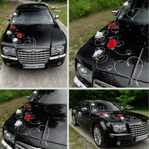 Brautauto Autoschmuck Hochzeitsauto Autodeko inkl. Türgriffschleifen Set 14 - Bild 1 von 4