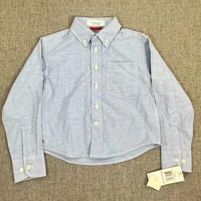 全新! 男孩孩子 IZOD 纽扣衬衫 S (4) Reg 棉 28 美元蓝色长袖 — 第 1/4 张图片