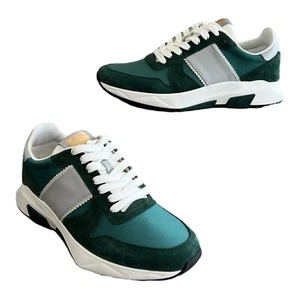 Tom Ford Schuhe Jagga Runners UK 8 42 UVP 790,00 £ Grün Wildleder Weiß TF Sneaker - Bild 1 von 24
