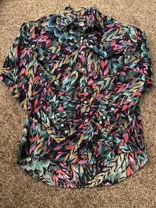 Vintage Wrangler Cowboy Cut Shirt Men X-Long Tails Feather Red Colorful 16.5-35 - Picture 1 of 11