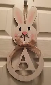 Compressed Wood Easter Bunny Initial A Door Wreath Decoration - Picture 1 of 4