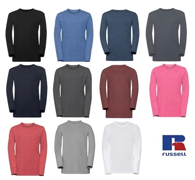 RUSSELL Damen Mädchen Langarm T-Shirt 167F, Freizeit Smart Loungewear Größe 8 - 18 NEU