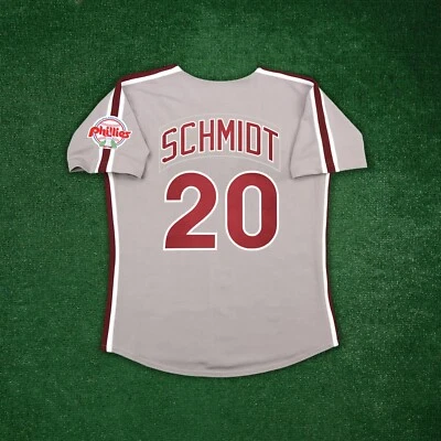 Camiseta deportiva gris de carretera Mike Schmidt 1989 Philadelphia Phillies Cooperstown para hombre Foto 1 de 4
