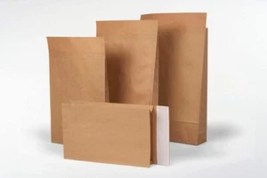 100 Kraftpapier Versandtaschen 250x50x353+50 Musterfaltenbeutel Papier Taschen - Bild 1 von 3