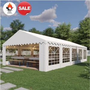 NEU Partyzelt 5x10m Festzelt Gartenzelt Fenster Bierzelt weiß ANGEBOT 550g PVC - Bild 1 von 12