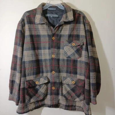 Le Collezioni Shirt Jacket Mens XL Plaid Wool Blend Flannel Board Chore Shacket - Image 1 of 4