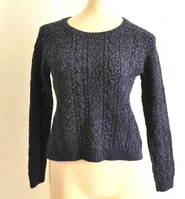 Suéter Max Studio Manga Larga Mezcla de Algodón Azul Marino/Metálico Niñas Talla 10/12 Foto 1 de 4