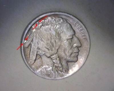 1913 TYPE 1 BUFFALO NICKEL A/U LAMINATED OBVERSE 15% ROTATED REVERSE ERROR COIN - Image 1 of 4