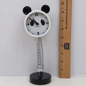 Present Time Alarm Clock Panda Bear Home Decor Silver Spring  - Picture 1 of 4
