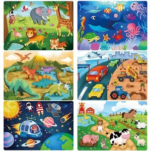 Jigsaw Puzzles Wooden Puzzles for Kids Ages 3-5 6 Pack 24 Piece Toddler Puz - Picture 1 of 7
