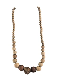 Vintage Naturholz abgestufte Perlenkette mit Kork Perlen Akzent - Bild 1 von 3