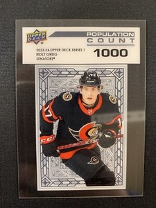 2023-24 UPPER DECK SERIES 1 POPULATION COUNT 1000 #PC-24 RIDLEY GREIG RC