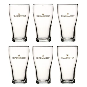 CROWN NUCLEATED HEADMASTER GLASSES CONICAL 425ml SET 6 Beer Commercial Brewery - Picture 1 of 2