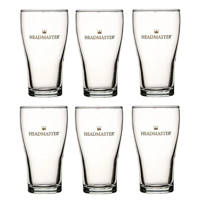CROWN NUCLEATED HEADMASTER GLASSES CONICAL 425ml SET 6 Beer Commercial Brewery - image 1 of 2