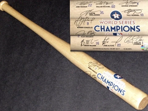 HOUSTON ASTROS 2017 WORLD SERIES CHAMPIONS~MINI 18" BASEBALL BAT (10) SIGNATURES Cover