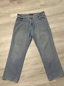 VINTAGE Drunkn Munky Jeans Mens 42x34 Blue Denim Faded Baggy Wide Leg Y2K Grunge - Picture 1 of 13