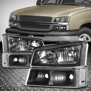 For 03-06 Chevy Silverado Avalanche Headlight Bumper Signal Lamps Black/Clear - Picture 1 of 9