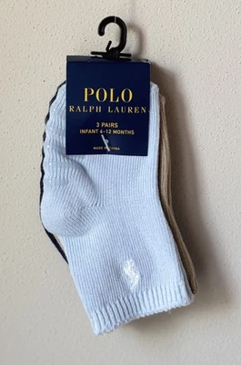 Polo Ralph Lauren 3 pares de calcetines antideslizantes infantiles talla 6-12M se adapta a zapatos talla 2-4 Foto 1 de 4