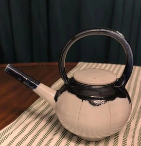 Fab Vintage Piemont NC Kunstkeramik Teekanne und Deckel weiß & kobaltblau "Davis" - Bild 1 von 16