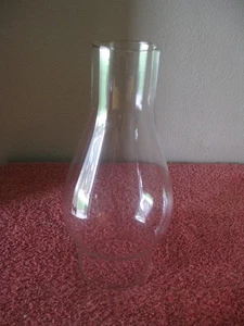 VINTAGE KLARGLAS PETROLEUM ÖLLAMPE KAMIN 8 1/2" HOHER SOCKEL 3" - Bild 1 von 3