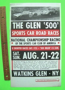 1964 WATKINS GLEN "THE GLEN 500" SPORTWAGENRENNEN POSTER / Flyer COBRA vs FERRARI - Bild 1 von 4