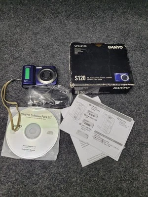 Sanyo VPC-S120 Digital Camera 12.1MP 3X Optical Zoom Blue w/Box Cables Manual CD - Image 1 of 4