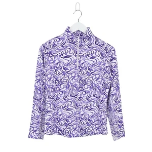 IBKUL Damen Kinsley Print Langarm Stehkragen Top Pflaume Lavendel Größe XS Neu ohne Etikett - Bild 1 von 6