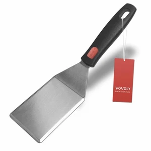 Small Spatula for Cast Iron Skillets, Full Tang silicone Handle, Heat Resista... - Picture 1 of 9
