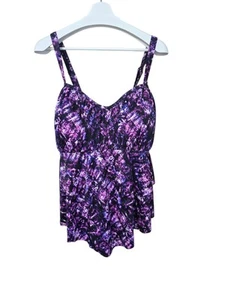 Torrid Women Swim Tankini Top Tie Dye Padded Women 4X Purple Tiered Layer Beach - Picture 1 of 19