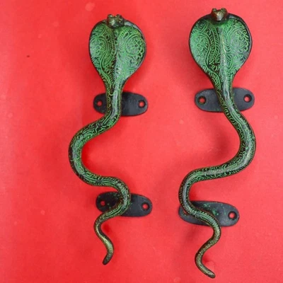 Manijas de tirador de puerta de ventana estilo victoriano con forma de serpiente de latón artesanal Foto 1 de 4